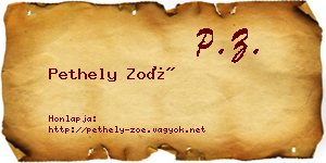 Pethely Zoé névjegykártya